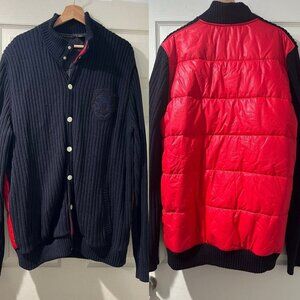 Sean John mens Sweatshirt Button Long Sleeve Dark Blue Sweater Track Jacket,3XL